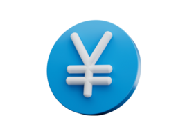 Yen symbol blue and white 3d icon isolated 3d illustration png