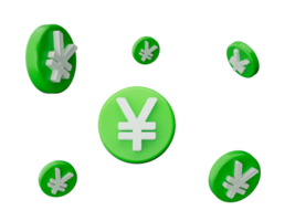 Yen 3d icons flying  3d illustration png