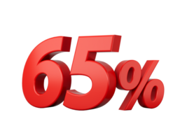 3d Red  Sixty Five Percent Sign 3d illustration png