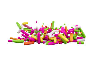 3d Colorful Sugar Sprinkles, Decoration For Cake And Bakery , 3d illustration png