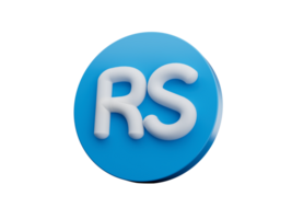 3d wit Pakistaans roepie rs symbool met afgeronde blauw icoon , 3d illustratie png