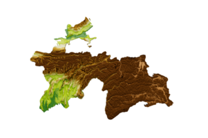 Tajikistan Map Shaded relief Color Height map 3d illustration png