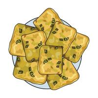 Mendoan or fried tempeh vector illustration, suitable for sticker and graphic design elements