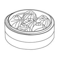 Dimsum outline vector illustration, suitable for coloring book and graphic design elements