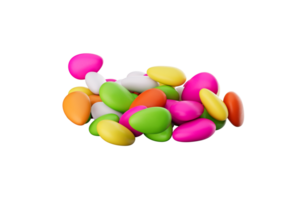 3d Colorful Almond Candies Sugar Coated Almond Candies, 3d illustration png