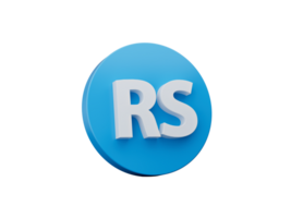 3d blanco pakistaní rupia rs símbolo con redondeado azul icono , 3d ilustración png