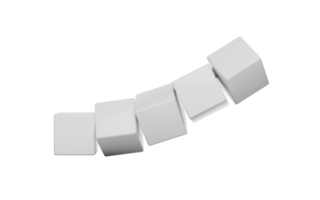 Five Empty White Cubes Flying , 3d illustration png