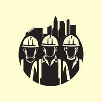 construcción trabajadores logo vector