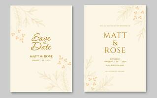 Elegant wedding invitation card template. Minimalist wedding invitation cover design. Vector