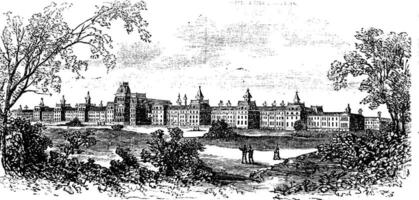 Morristown. insane asylum of the state of New Jersey, vintage engraving vector