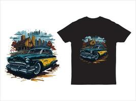 Clásico retro coche t camisa diseño vector ilustración