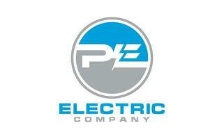 Abstract Letter PE Electricity badge vector Logo design