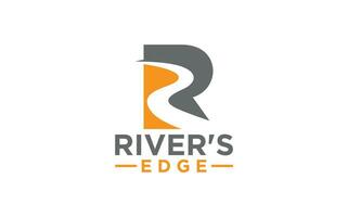 Initial R River Creative Logo Design Template, Simple Initial R logo template vector, letter R logo with a combination of water waves vector