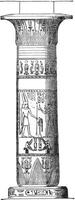 Column of Thebes, vintage engraving. vector