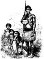 Fortunato and his Family, in Amazonas, Brazil, vintage engraving vector