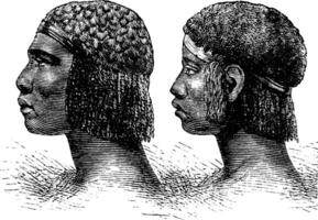 Huambo Man and Woman of Angola in Southern Africa, vintage engraving vector