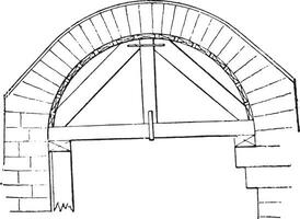 percha pequeño semicircular arco, Clásico grabado. vector