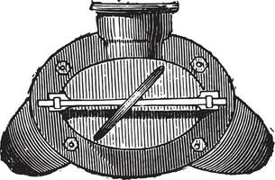 Gas retort, end view, vintage engraving. vector