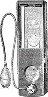 Shutter guillotine, vintage engraving. vector