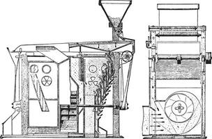 And ripping through a purifier scrubber, vintage engraving. vector