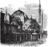 Hagia Sophia in Istanbul, Turkey, vintage engraving vector