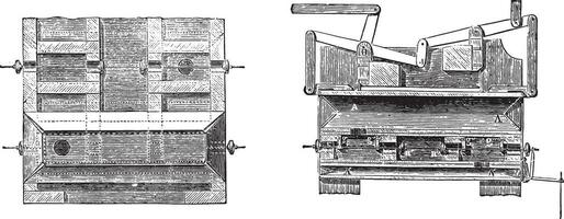 Air Motor cuts a double effect to operate traction registers, vintage engraving. vector