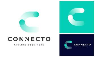 Modern initial letter C with gradient style for technology futuristic logo design vector