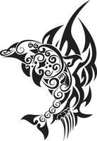 Dolphin tattoo design, vintage engraving. vector