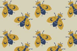 magic bee with wings seamless pattern vector