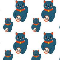 cat black with mask seamless pattern vector