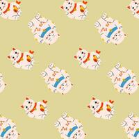 cat manekineko pattern symbol success background vector