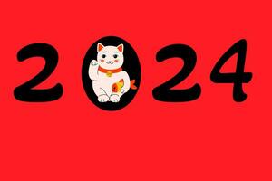 maneki neko 2024 card design usable for banner vector