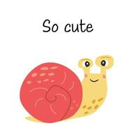 cute baby animal snail in cartoon style vector