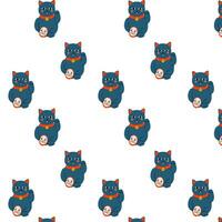 cute minimal pattern with kawai cat symbol luck vector