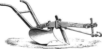 American plow Eckert, vintage engraving. vector