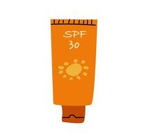 protector solar crema spf 50 en naranja color vector