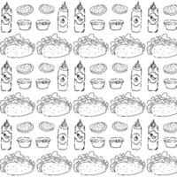 fast food mexican seamless pattern with taco vector