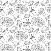 fast food seamless background with pizza and beef vector