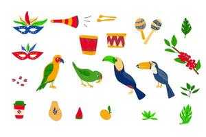 cartoon elements for carnival of rio brazil vector