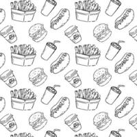 fast food pattern with drink and foods pattern vector