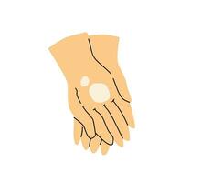 hands with cream for skin protect vector