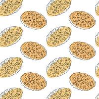 doodle sketch pizza seamless pattern, background vector