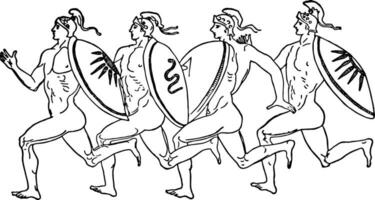 Greek Runners, vintage illustration. vector