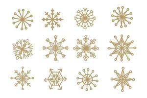 Doodle gold snowflakes on white background vector