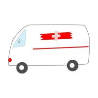 cartoon style ambulance on a white background vector