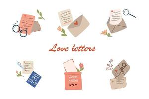 Envelopes, postcards and letters top view vector