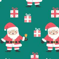 seamless xmas pattern with claus and gifts vector