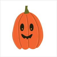 halloween pumkin with cute creepy face vector