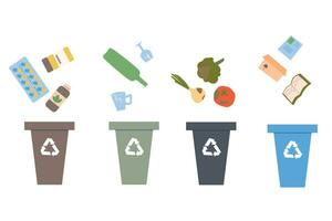 Waste sorting vector, Zero waste life style vector