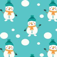 snowman on blue background with seamless pattern vector